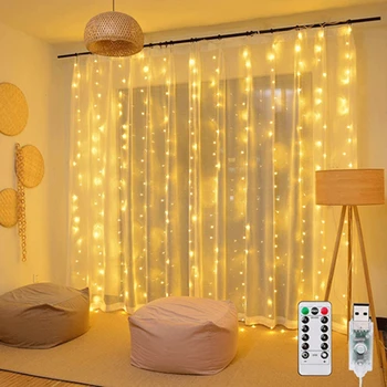 

3m 100/200/300 LED Curtain String Light Flash Fairy Garland 2020 Christmas Decorations for Home Ornament 2021 Happy New Year