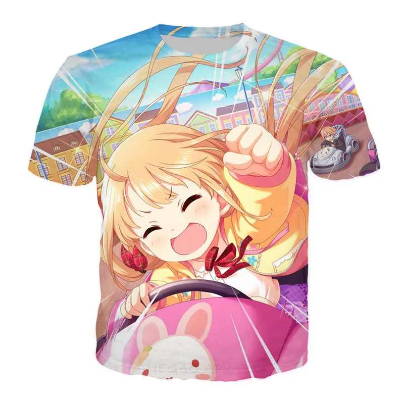 Kawaii/футболка с принтом для маленьких девочек Новая футболка персонажами аниме