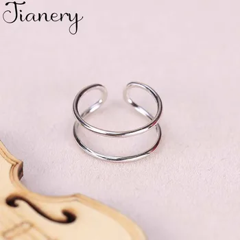 

JIANERY Fashion 925 Sterling Silver Layer Line Rings For Women Wedding Opening Rings Anel Jewelry 2019