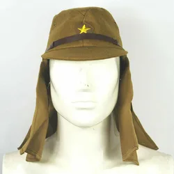Reproduction WWII WW2 Japanese Army IJA Soldier Field Wool Cap Hat With Neck Shade Flap