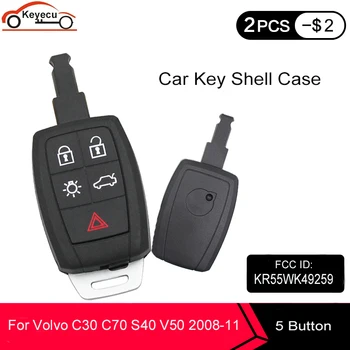

KEYECU 10 Pcs/lot Replacement Remote Car Key Shell Case Fob 5 Button for Volvo C30 C70 S40 V50 2008-2011 FCC ID: KR55WK49259