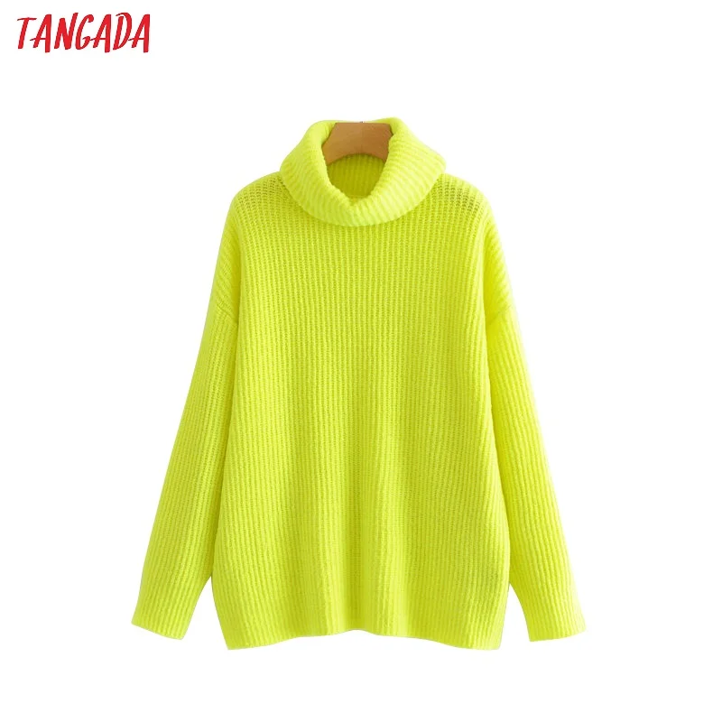 Skup Tangada kobiety stałe swetry swetry z golfem oversize jesień zima długi sweter płaszcz batwing rękaw luźne dzianiny top HY31