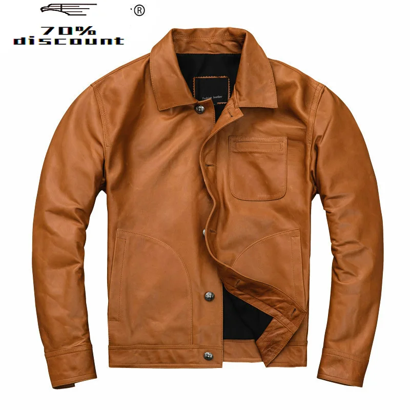

Real Leather Jacket Men Clothes 2020 Casual Sheepakin Coat Genuine Leather Jackets and Coats Korean Slim Fit KJ2920