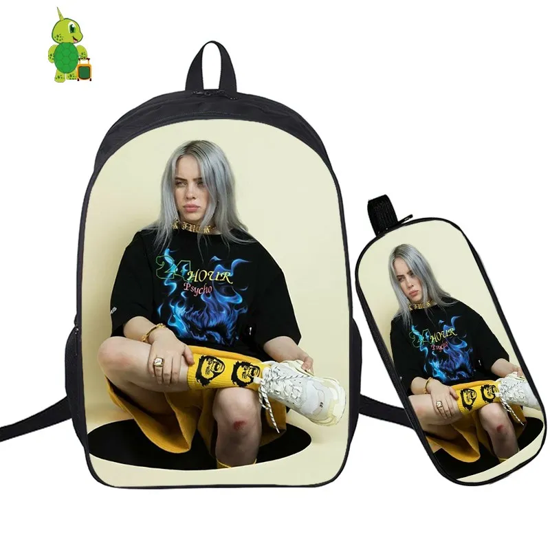 В стиле «хип-хоп» Billie Eilish 2 шт./компл. рюкзак школьные сумки для подростков мальчиков и девочек студенты рюкзак для ноутбука Карандаш Чехол дорожные сумки - Цвет: 9