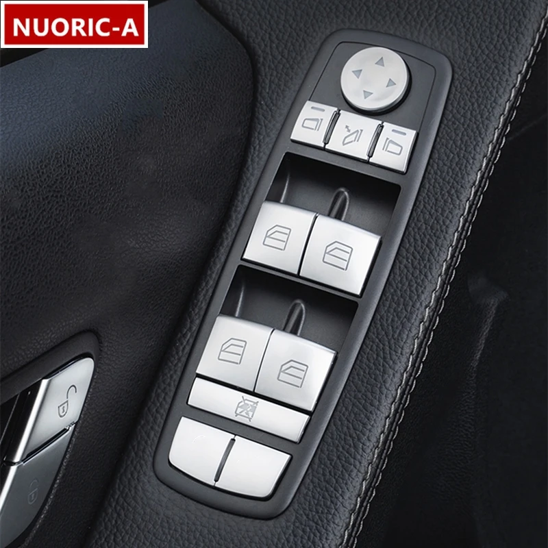 

Car Styling Window Glass Lifting Buttons Sequins Decoration Cover Trim For Mercedes Benz ML GL A B R Class Interior Accessories