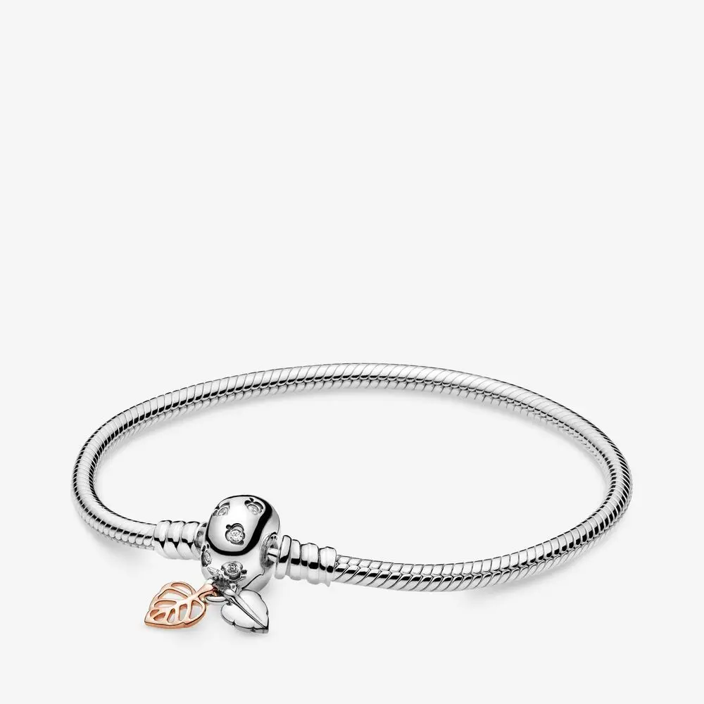 

S925 silver Moments Leaves bracelet charm fit original Pandoras bracelet DIY beads for women luxury jewelry making snake chain