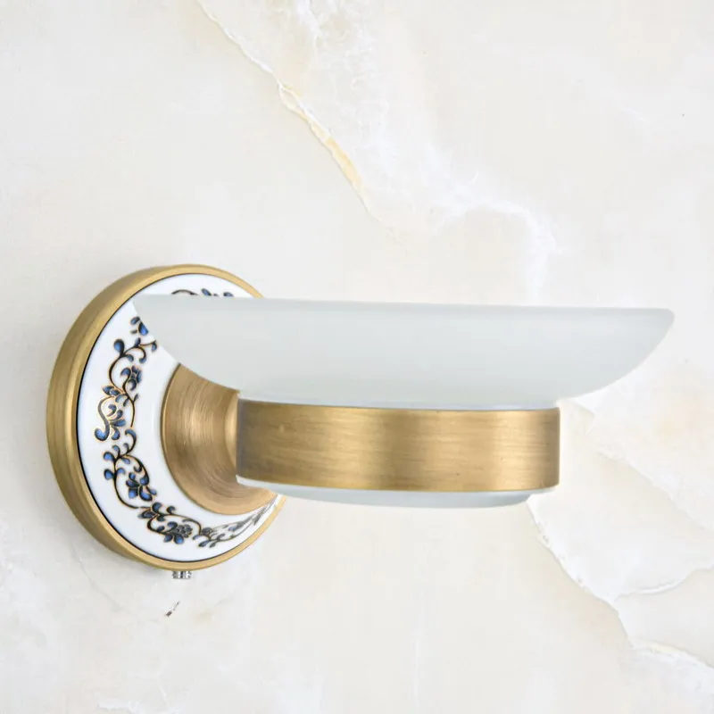 Soap Dish(2) Античный латунный керамический цветочный набор аксессуаров для ванной комнаты, оборудование для ванной, вешалка для полотенец, мыльница, держатель для туалетной бумаги aset030 - Цвет: Soap Dish(2)