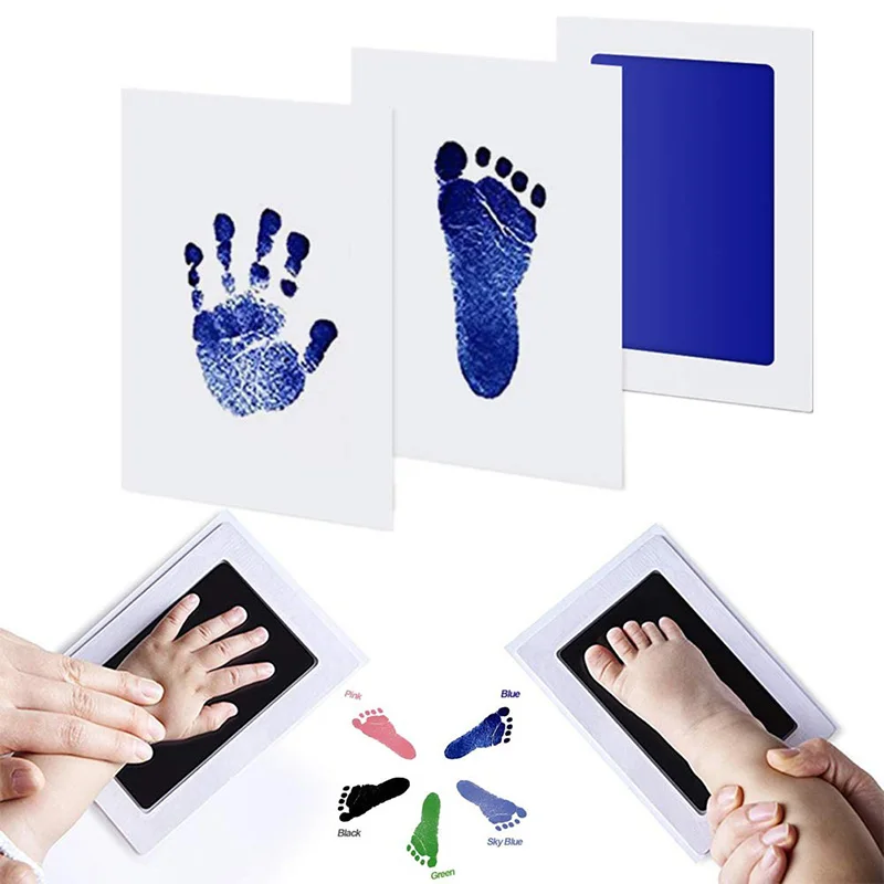 

Baby Handprint Footprint Ink Pads without Ink-Touch Safe Print Kit for Baby Shower first 1st birthday Christening Baptism Gift