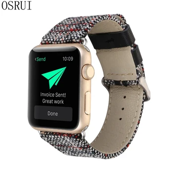 

Band For Apple Watch 38mm 42mm 40mm 44mm Fabric Leather Watchband For iWatch Strap Series 1 2 3 4 Bracelet Belt With adapter