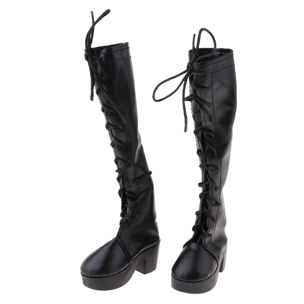 Fashion Doll Shoes Black Lace Up Boots For 1/3 BJD Dolls Clothes Accessories