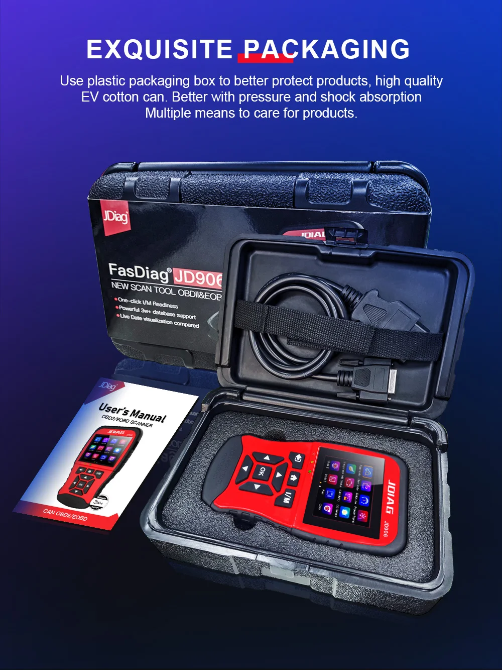 JD906 Enhanced Mode 6 Mode 8 OBD2 Car Scanner Engine Fault Code Reader For Smog Check With Core Analysis Automotive Scanner