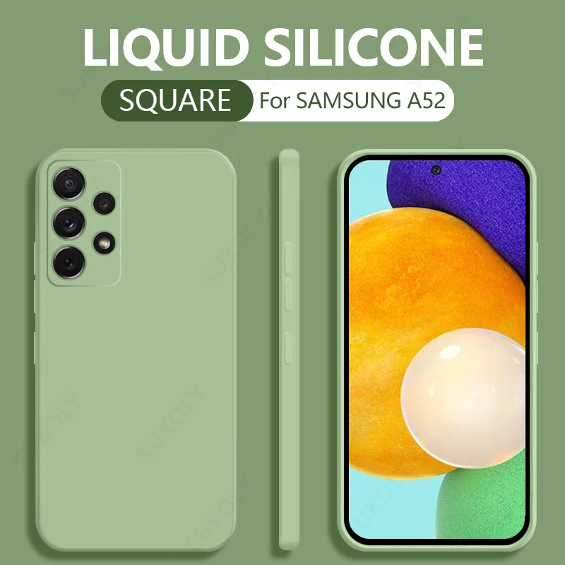 For Samsung A52 5G Liquid Silicone Square Case Lens Protective Matte Cover For Samsung S22 Ultra S20 FE Note 20 A51 A71 A32 A72 best case for samsung