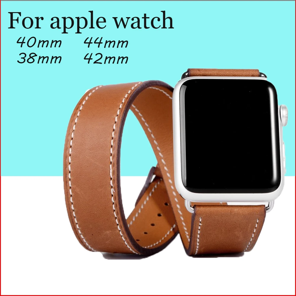 

Double Tour band for Apple watch band Apple watch 5 4 3 2 1 40mm 44 mm iWatch band 42mm 38mm Leather strap bracelet watchband