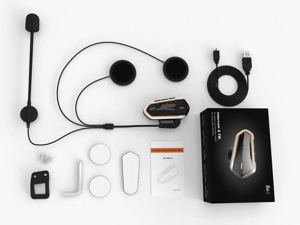 Новейшая Водонепроницаемая Bluetooth гарнитура QTBE6 с FM радио для мотоциклетного