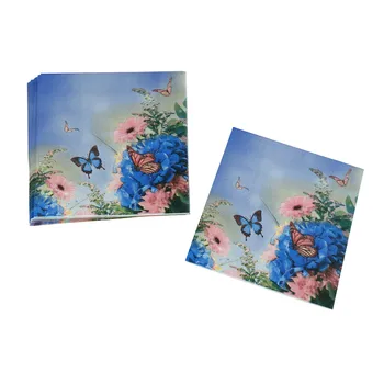 

33cm*33cm 20pcs/pack Purple Flower Paper Napkin Butterfly Tissue Decoration Festive & Party Supplies