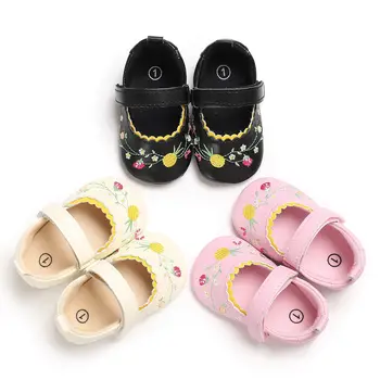 

Baby Girls Infant Casual Shoes Toddler Prewalker Flower Printed Princess Crib Shoes Little Baby Girls Soft Sole Sneaker