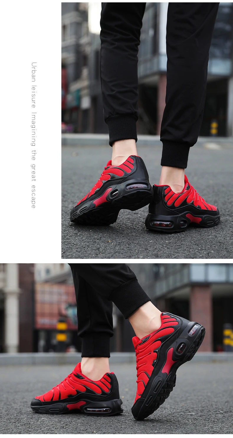 Мужские сетчатые кроссовки, удобная дышащая Красная Спортивная обувь, уличная Нескользящая износостойкая повседневная обувь для бега, большой размер 46