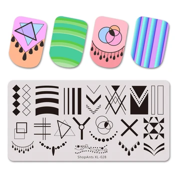 

ShopAnts Stamping Plates Stainless Steel 6*12CM Geometry Lines Stripe Circle X Style Image Nail Art Stencil Stamp Template