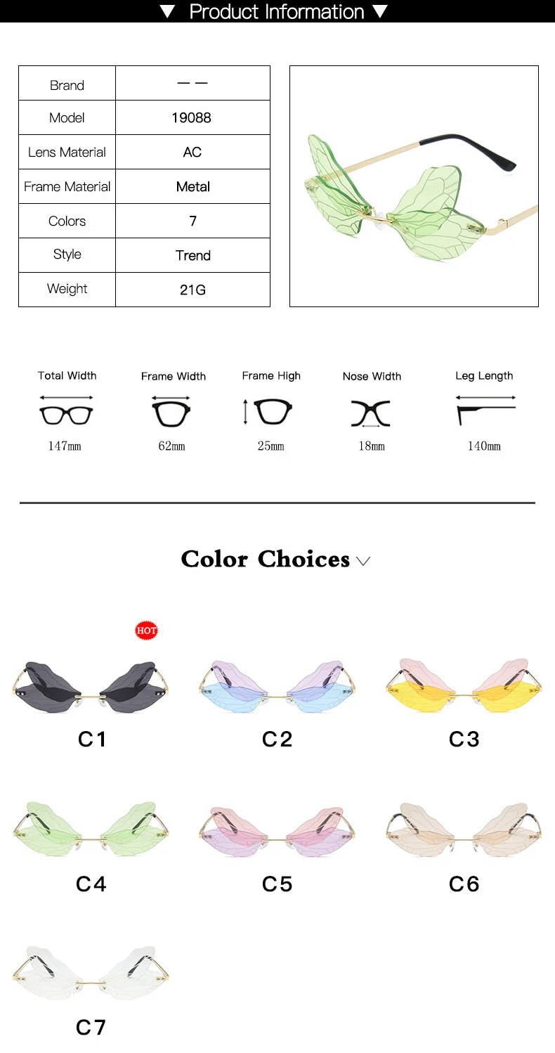 New Fashion Dragoy  Sunglasses Women Men Brand Design Rimless Wave Eyewear  Trending Narrow Sun glasses_voghion.com