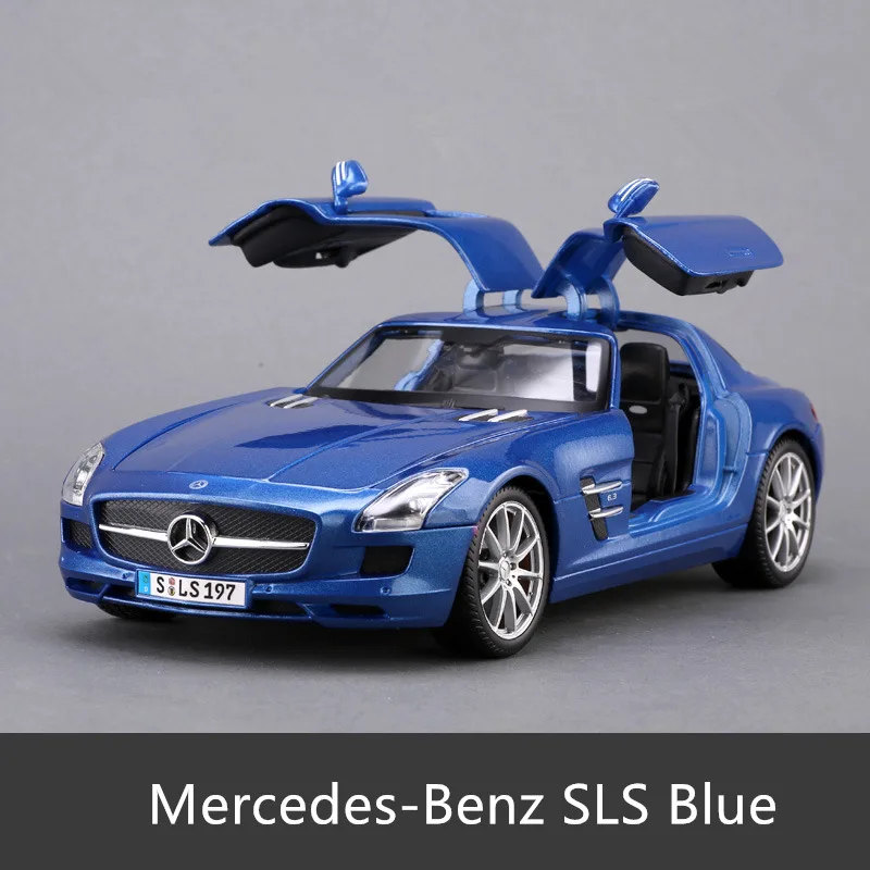 Maisto-メルセデスベンツ合金車モデル1:18,sls amg,青,装飾 