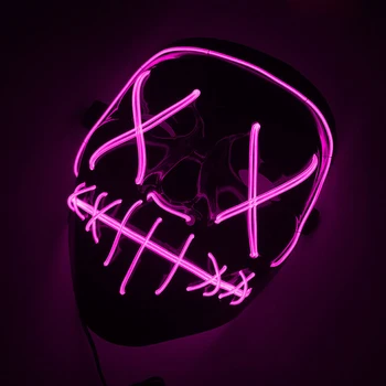 

EL Wire Face Mask Luminous Lighted Up LED Glowing Scary Masks Halloween Party Cosplay Costume Props Tools..