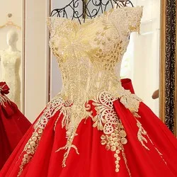 Красное свадебное платье с открытыми плечами и корсетом на спине, Атласное Бальное Платье с королевским шлейфом, свадебные платья с кристаллами Abendkleider
