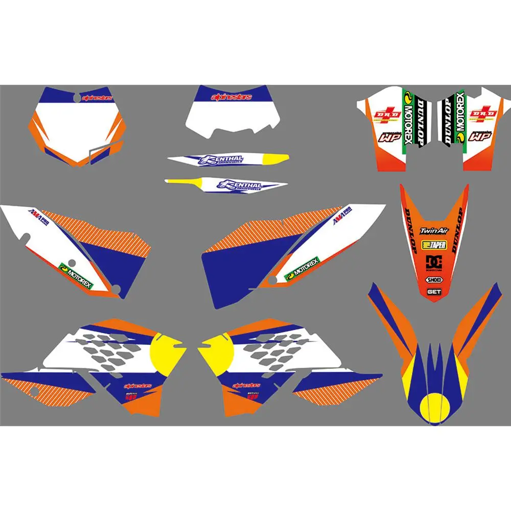 Full Graphics Decals Stickers Motorcycle Background Custom Number 3M For KTM EXC EXC-F 125 250 300 450 530 2008 2009 2010 2011 | Автомобили