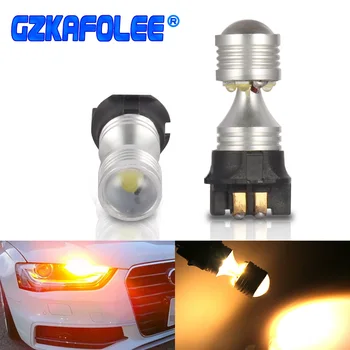 

GZKAFOLEE 2x Error Free White PW24W PWY24W LED Bulbs For Audi A3 A4 Q3 Q5 Mercedes Benz W204 GLK Volkswagen-CC DRL Light yellow