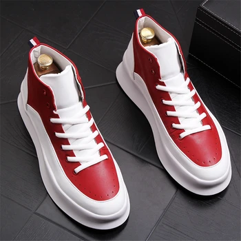 

Mens Shoes Spring Autumn Casual Leather Shoes Men Loafers Leather Boots Men High Help Sneakers Hip Hop Shoes Men Shoes