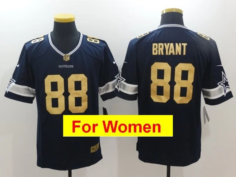 Женские футболки Dallas#88 Dez Bryant Game color Rush - Цвет: Темно-серый