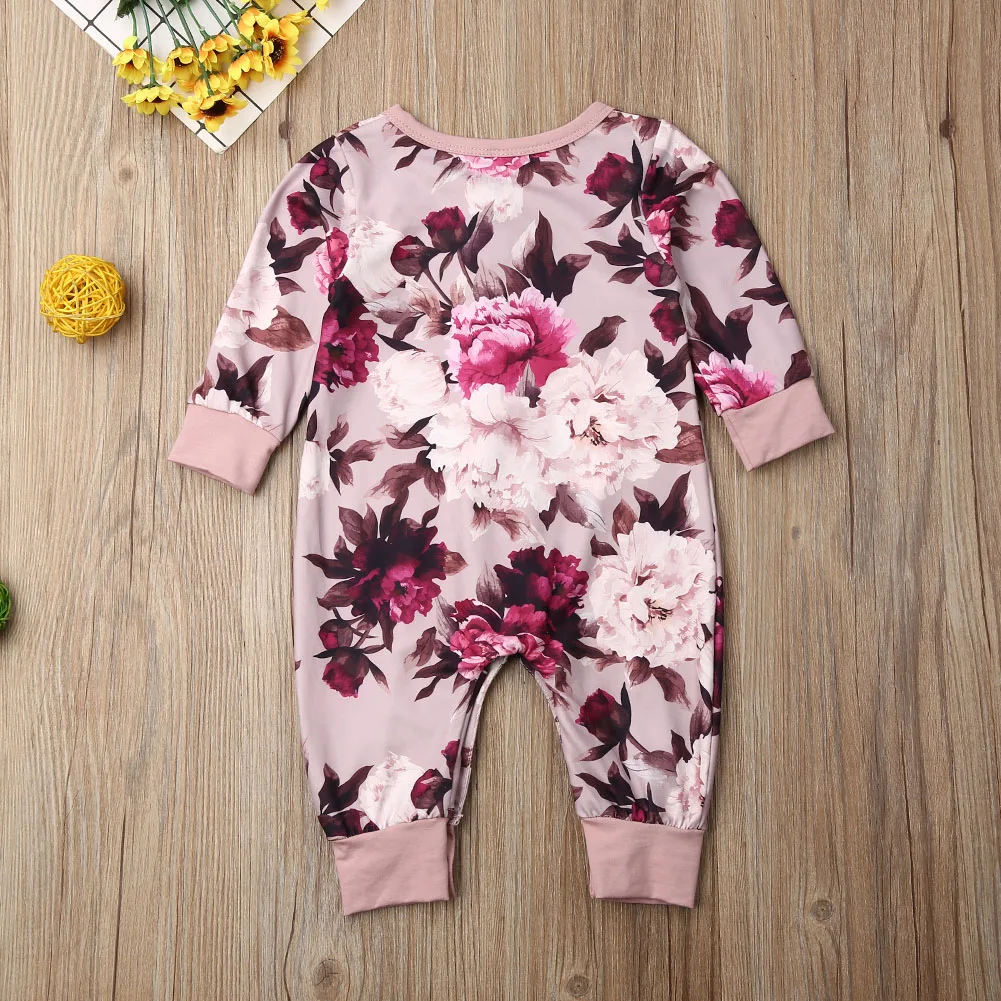 Весенне-осенняя одежда для малышей, комбинезон с длинными рукавами и цветными цветами для маленьких девочек, комбинезон, повседневная одежда