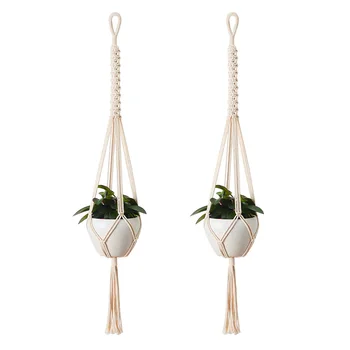 

Large Plant Holders 4 Leg Macrame Balcony Garden Cotton rope Decoration