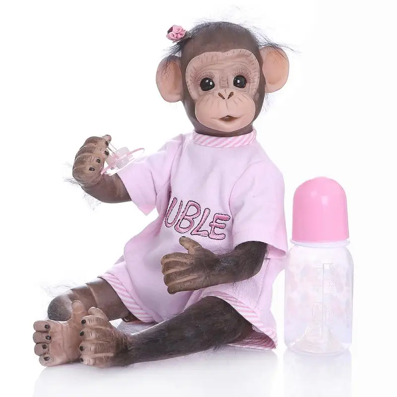 40 см силиконовый Возрожденный детеныш обезьяны мягкий корпус NPK Мини Черное виниловое покрытие bebe reborn мягкие игрушки животных для детей новогодние подарки
