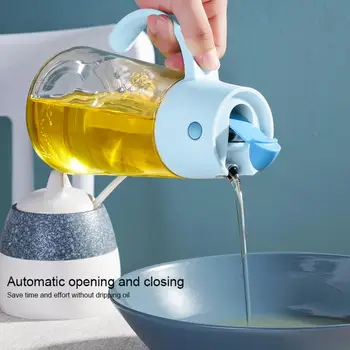 

550/650ML Auto Flip Olive Oil Dispenser Bottle Glass Vinegar Dispensing Cruets Non-Drip Spout Non-Slip Handle For Cooking