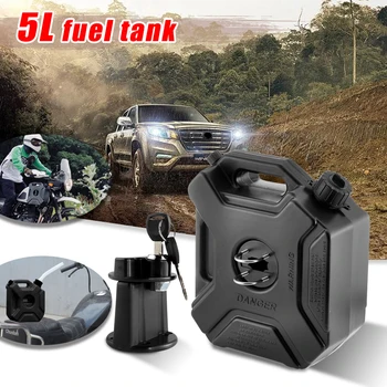 

5L Jerry Can Gas Diesel Petrol Fuel Tank Oil Container Black Car Motorcycle Spare Petrol Oil Tank Backup Fuel-jugs With Lock&Key