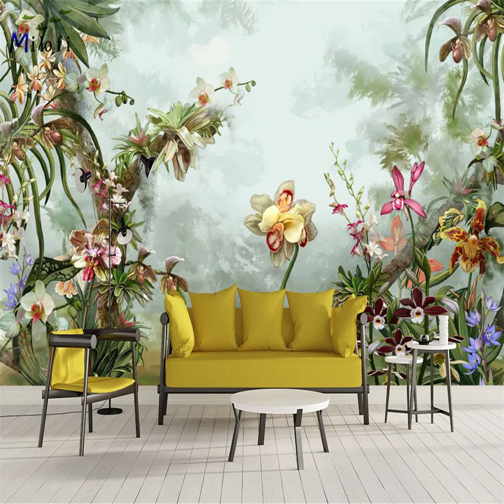 

Milofi Nordic 3D tropical rainforest jungle animal wallpaper living room TV background wallpaper forest mural wall covering