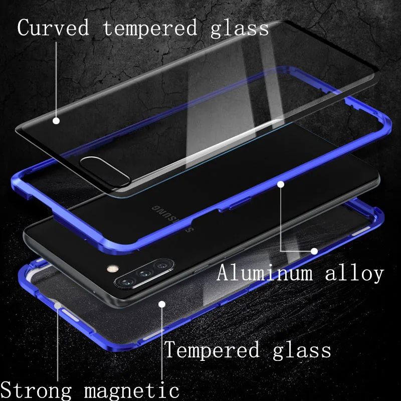 Передний Задний стеклянный металлический магнитный поглощающий защитный чехол для samsung Galaxy Note 10 Мобильный чехол для телефона