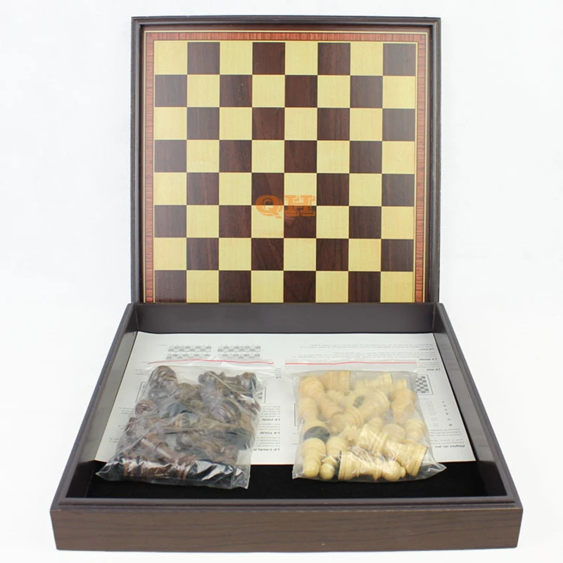 Hot Wooden Chess Board Game Chess Set Box Wooden Table Environmental Protection Natural Green Water Paint Desktop Entertainment