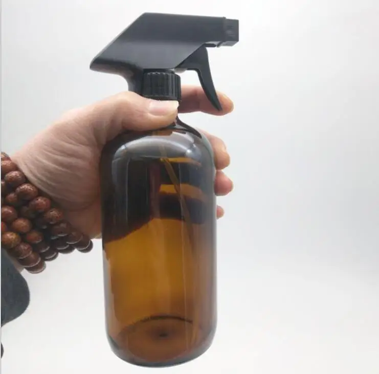 amber glass spray bottle 500ml Essential Oil Cleaning Refillable Trigger Bottle LiquidAtomizer Container