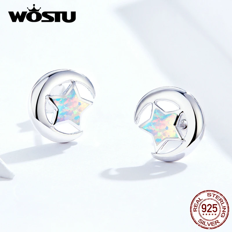 WOSTU 100% 925 пробы серебряные цветные звезды опал серьги гвоздики для женщин свадьбы