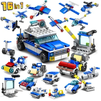

City Police Guards Assembling Building Blocks Children Beneficial Wisdom Plastic Boy Toys