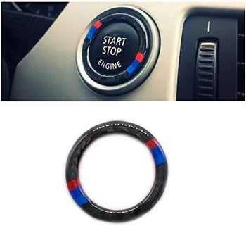 

Carbon Fiber Car Engine Start Stop Ignition Key Ring Sticker For BMW E90 E92 E93 3 Series Engine Start Button Cover