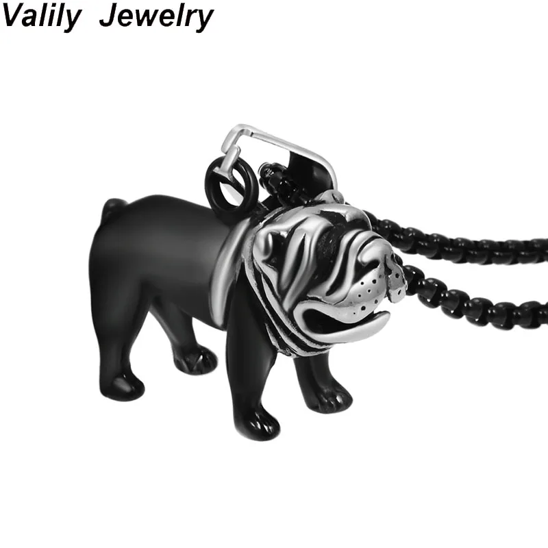 

Valily New Arrival Cute French Bulldog Necklace Stainless Steel Lovely Dog Animal Pendant Necklace Jewelry for Man Women