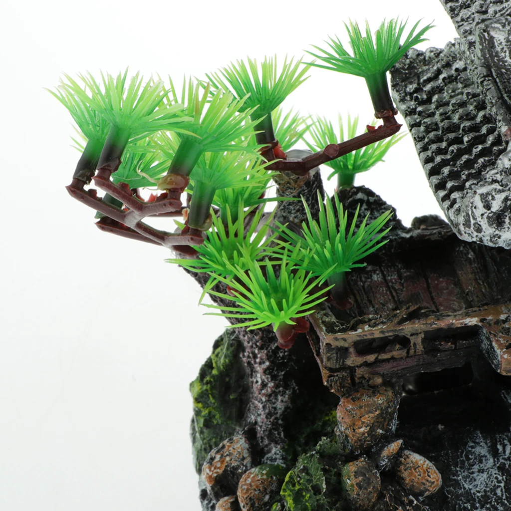 Fish Tank Ornament Aquarium Decorative Retro Chinese Building Reptile Hideaway