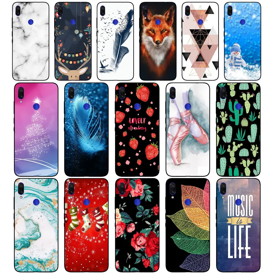 Untuk Xiaomi Redmi Note 7 Hitam Case Silikon Lembut Funda untuk Xiaomi Redmi Catatan 7 Hitam TPU Case Pelindung 6.3 