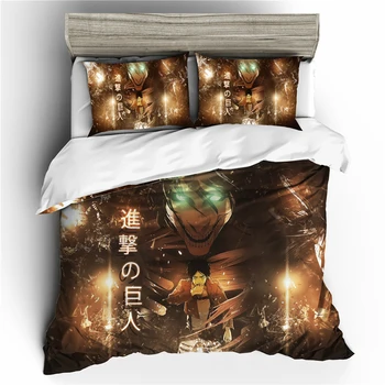 

Attack on Titan Bedding Set Duvet Covers Cartoon Anime Attack on Titan Comforter Bedding Sets Bedclothes Bed Linen(no Sheet)
