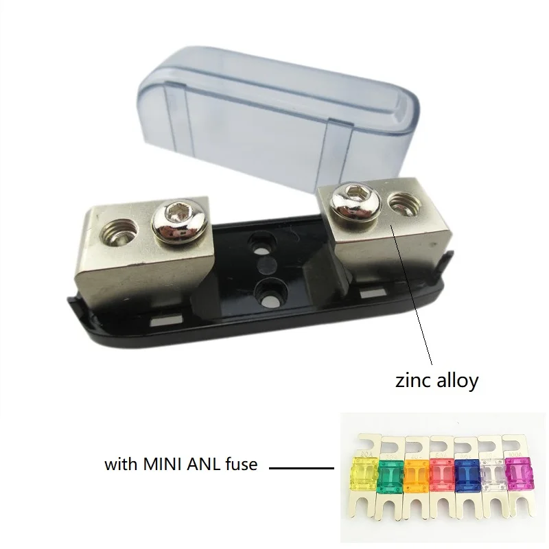 

4pcs/lot 12V 32V Car Audio Amplifier Zinc Alloy Nickel Plated MINI ANL AFS Fuse Holder with Fuse 20A 30A 40A 50A 60A 80A 100A