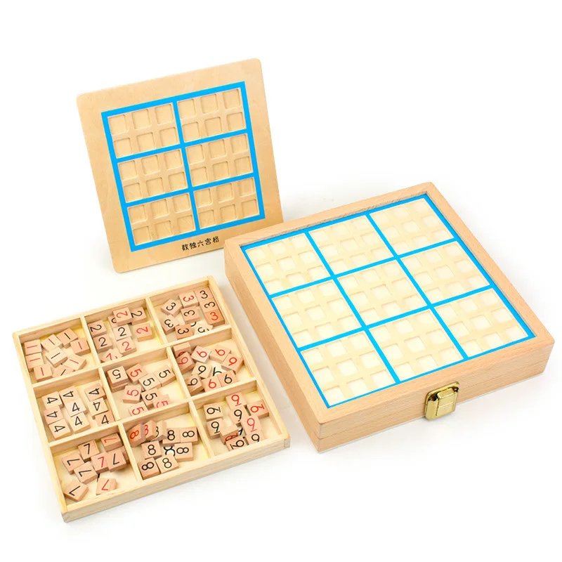 

Children'S Educational Three-in-One Multi-functional Toy shu du qi Four Six Sudoku Wood Board Game of Chess 2-6
