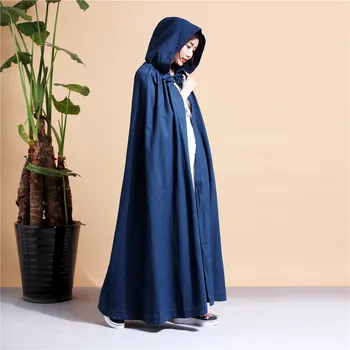 

Traditional costumes 2018 autumn new style cotton linen long coat women Cloak Vintage Chinoiserie Robe trench coat for wome