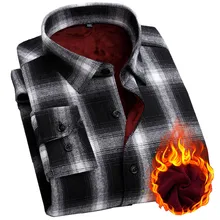 Зимняя Толстая фланелевая рубашка в клетку с длинным рукавом Теплая мужская повседневная классическая бархатная рубашка высокого качества рубашка большого размера